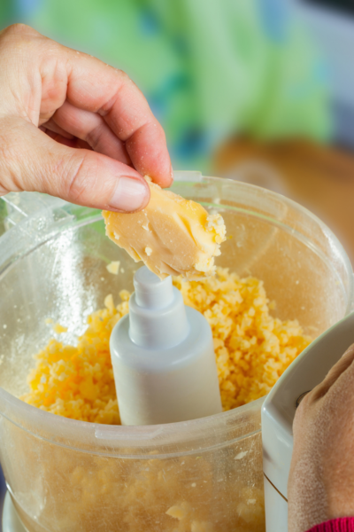 food processor shredding cheese