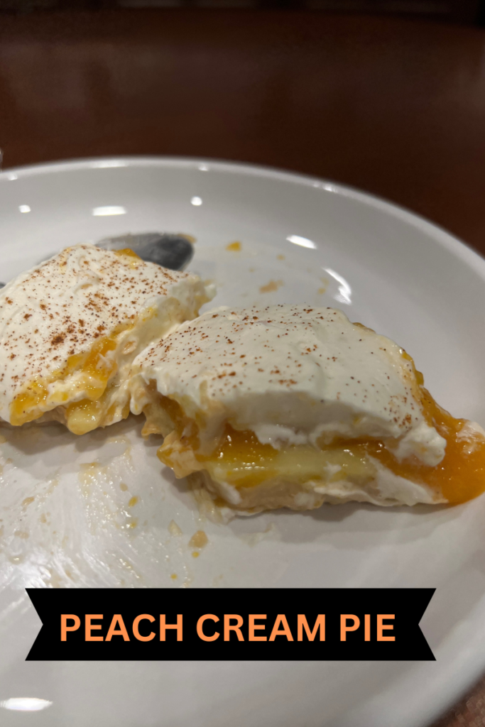 pie of peach cream pie on a saucer